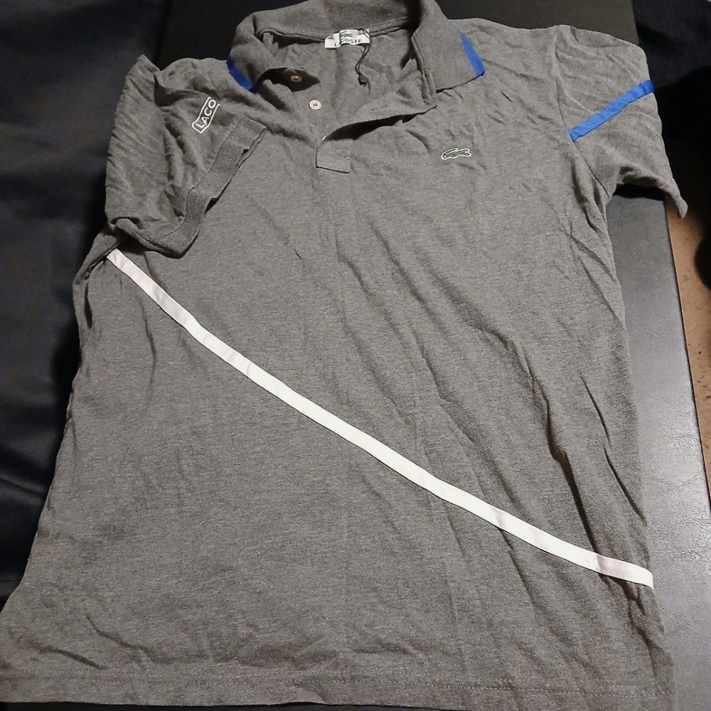 Gray With white Stripe Men Large Lacoste Short Sleeve T Shirt